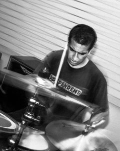 black and white photo of the drummer of Suicide Revolver