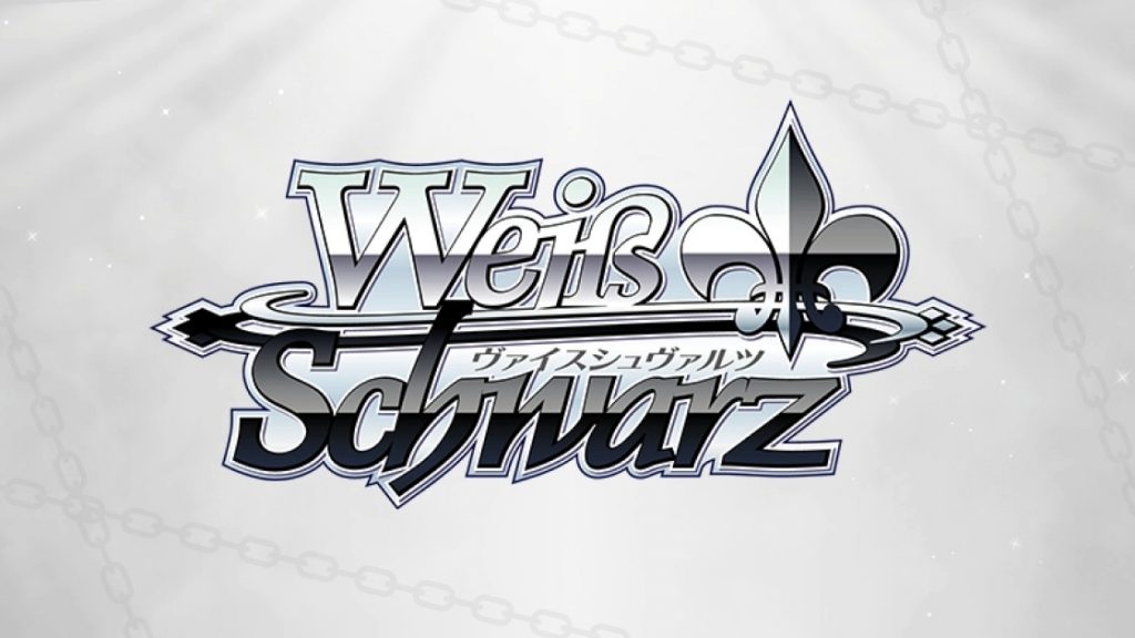 Weiss Schwarz logo on a gray background with chains in the background